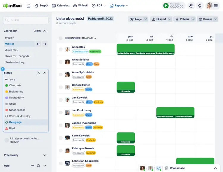 Delegacje online w inEwi