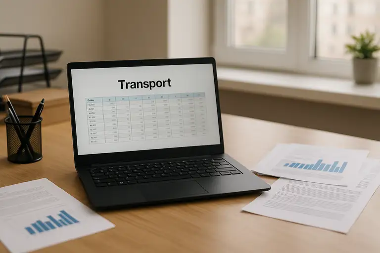 Laptop z ewidencją czau pracy kierowcy