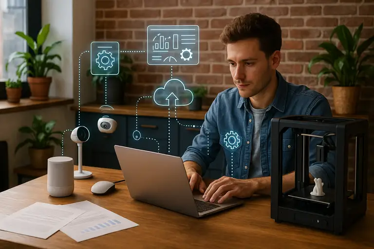 Mężczyzna przy biurku opracowujący procesy transformacji cyfrowej