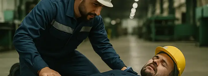 Mężczyzna, który uległ wypadkowi przy pracy w fabryce