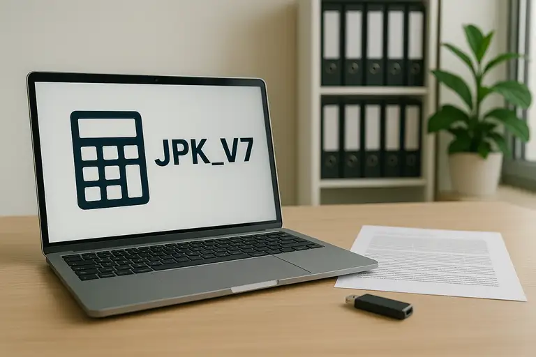 Monitor laptopa z widocznym napisem JPK_V7