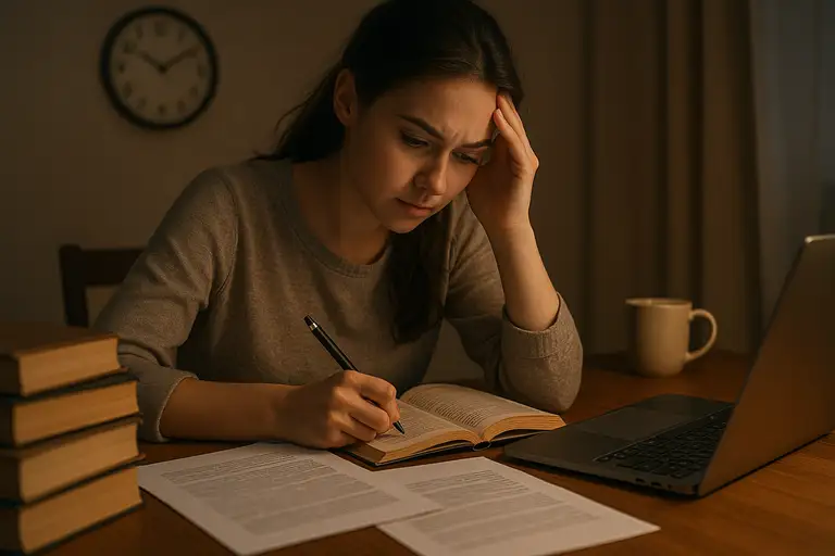Pracownica przygotowująca się do egzaminu maturalnego