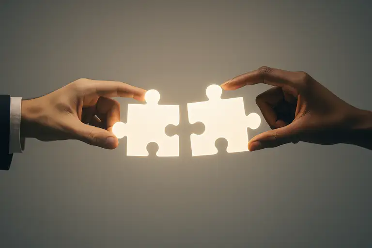 Dwa pasujące do siebie puzzle jako skojarzenie do kultury organizacyjnej