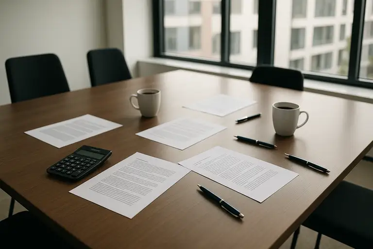 Stół konferencyjny z deklaracjami VAT