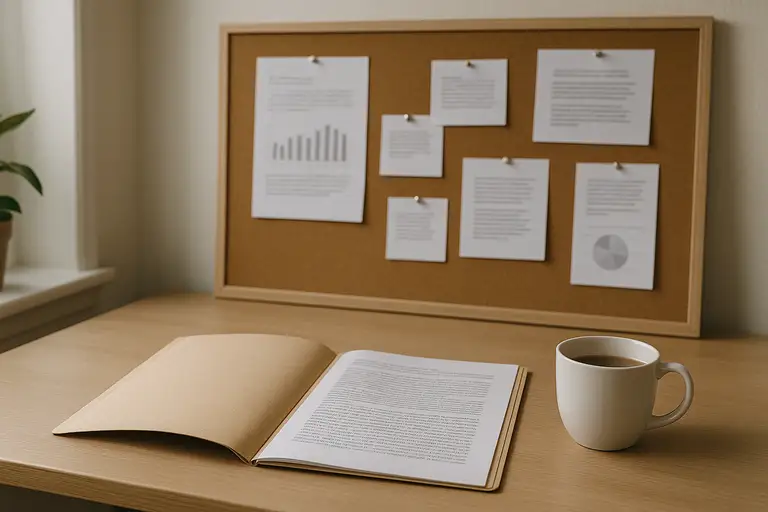 Tablica korkowa z dokumentami