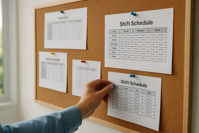 Tablica korkowa z grafikami zmian