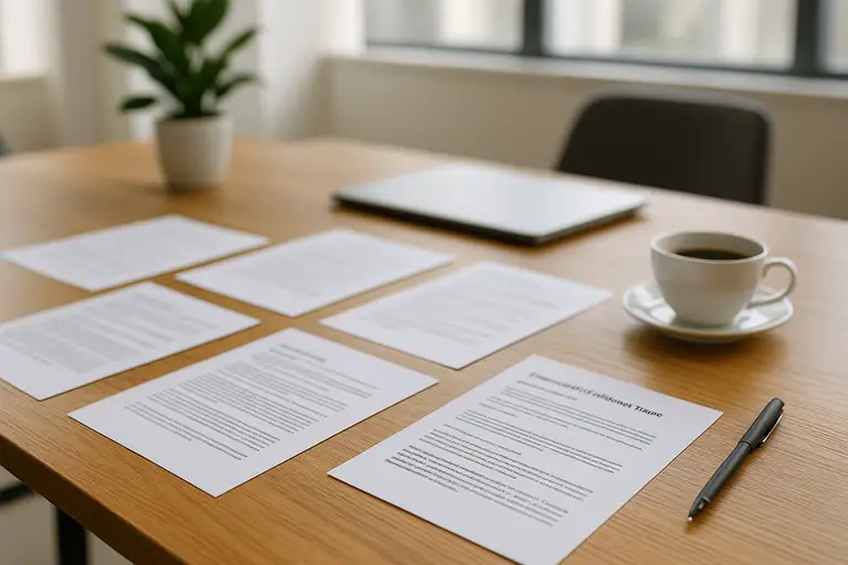 Biurko z dokumentacją