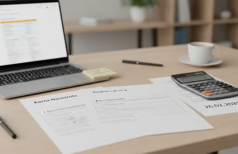 Karta nauczyciela leżąca na biurku