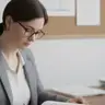 Kobieta pracująca w biurze w nadgodzinach