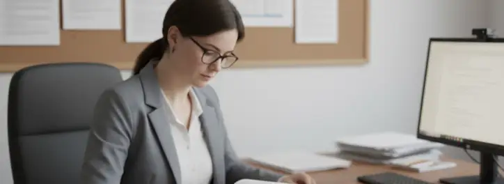 Kobieta pracująca w biurze w nadgodzinach