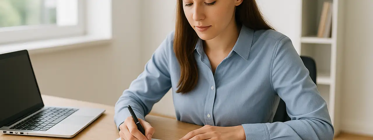 Kobieta pracująca przy biurku