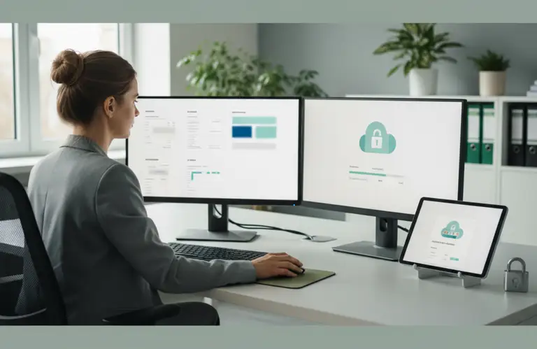 Księgowa pracująca na programie do faktur dla biur rachunkowych