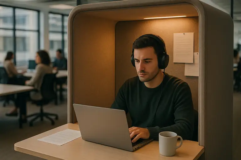 Mężczyzna pracujący w samotności