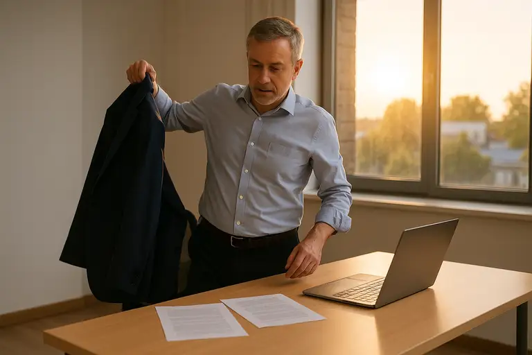 Mężczyzna wychodzący z pracy