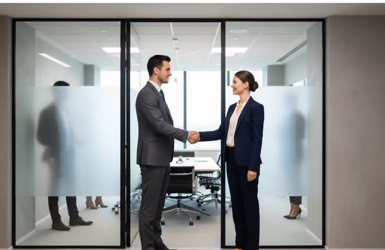 Mężczyzna i kobieta podczas rozmowy rekrutacyjnej