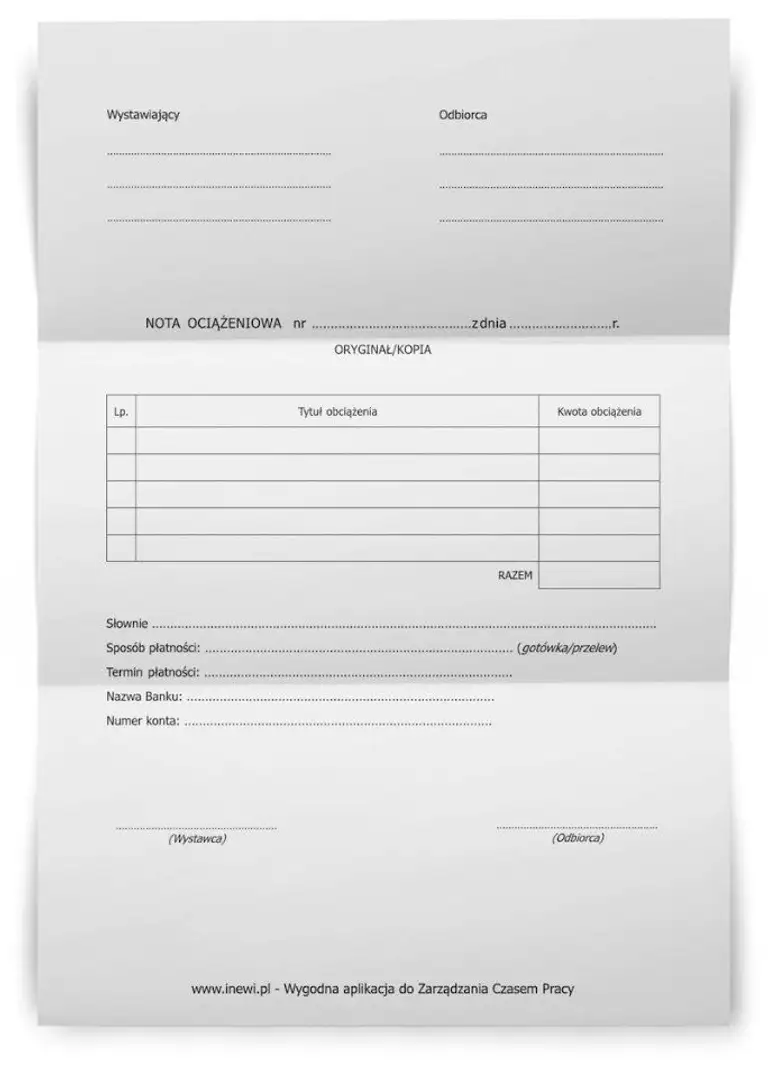 nota obciążeniowa