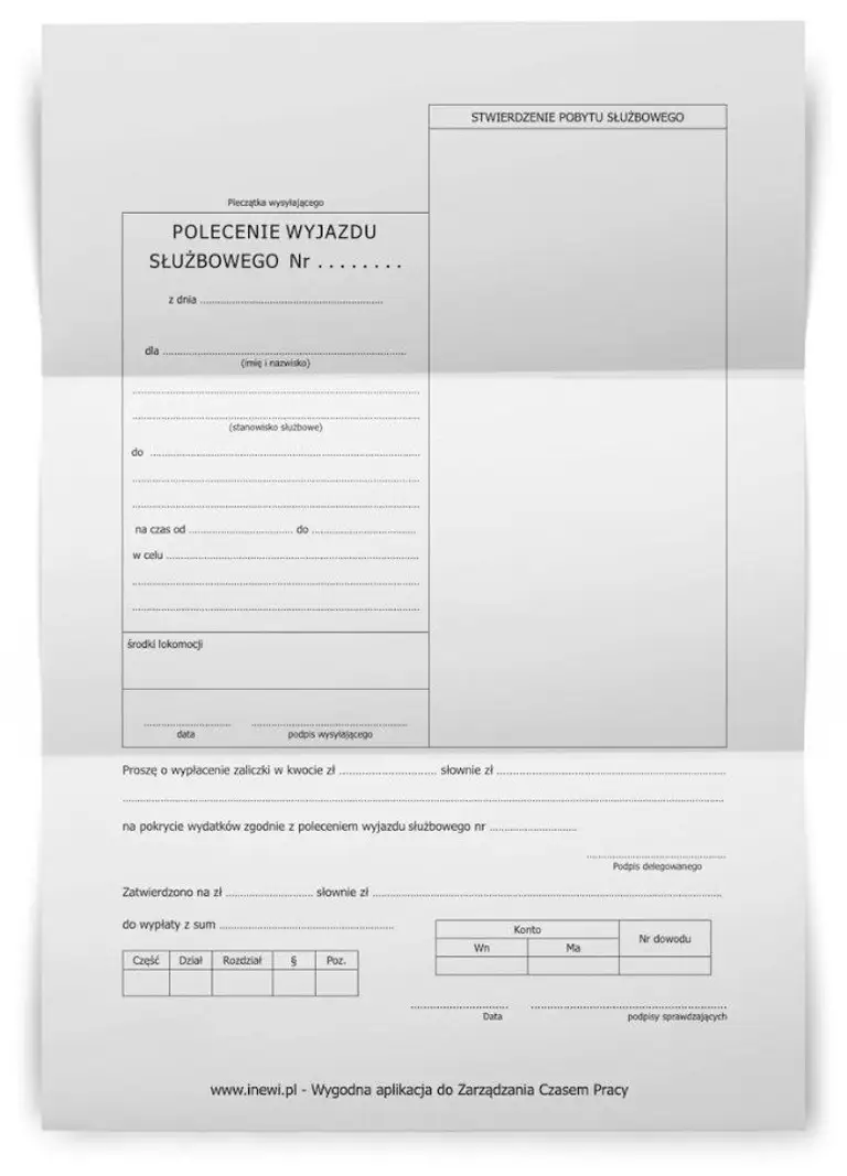 polecenie wyjazdu złużbowego