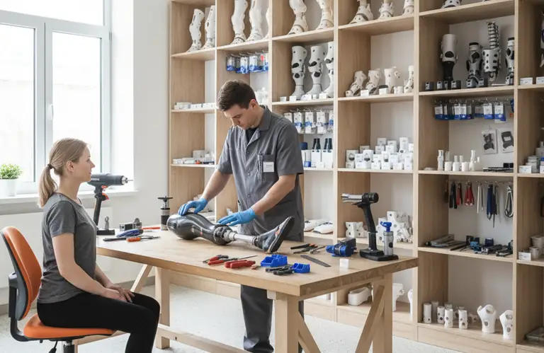 Pracownik podczas wyboru protezy