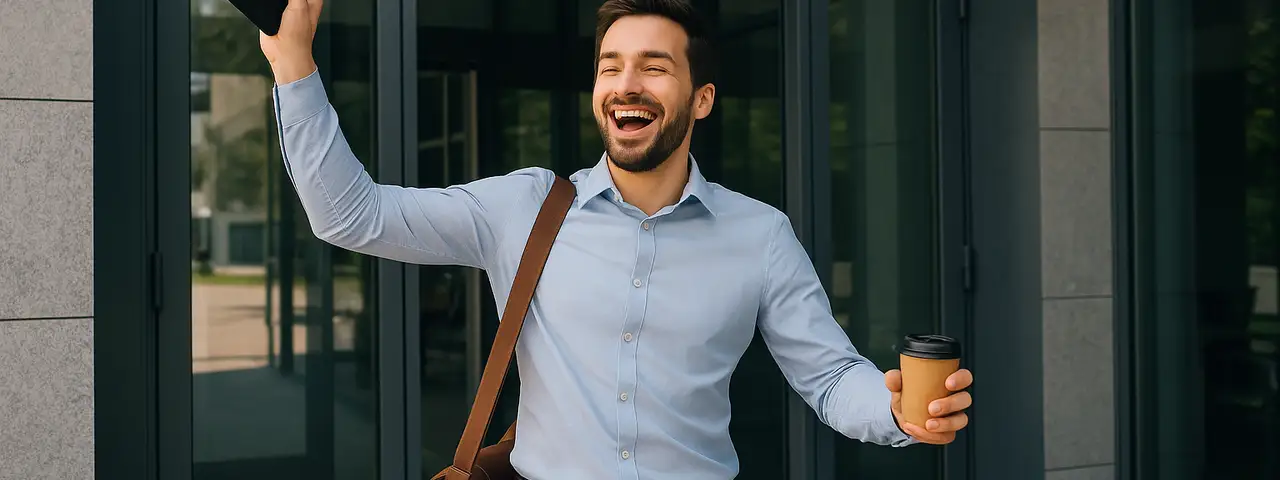 pracownik wychodzący z pracy