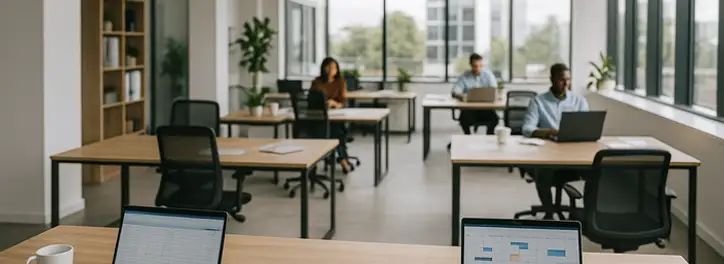 Puste biurka w biurze pracowników mających ruchomy czas pracy