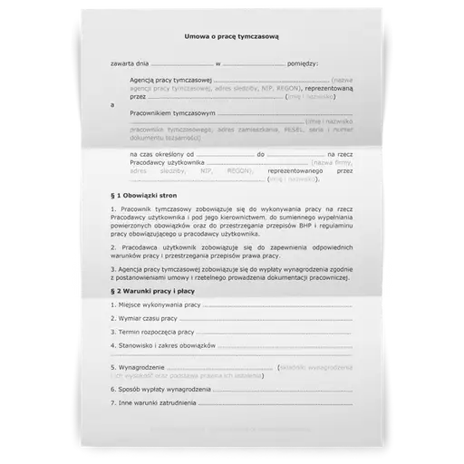umowa o pracę tymczasową wzór do pobrania