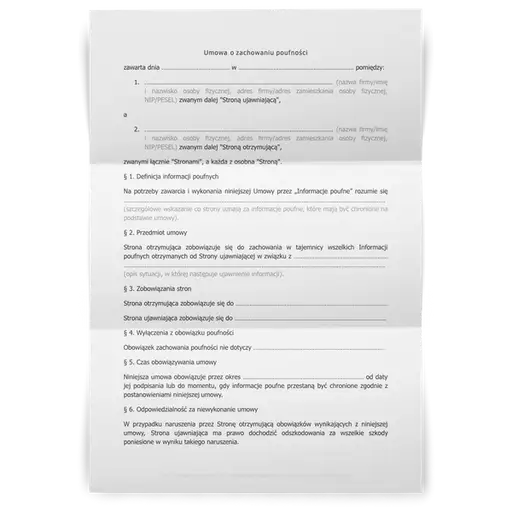 umowa o zachowaniu poufności