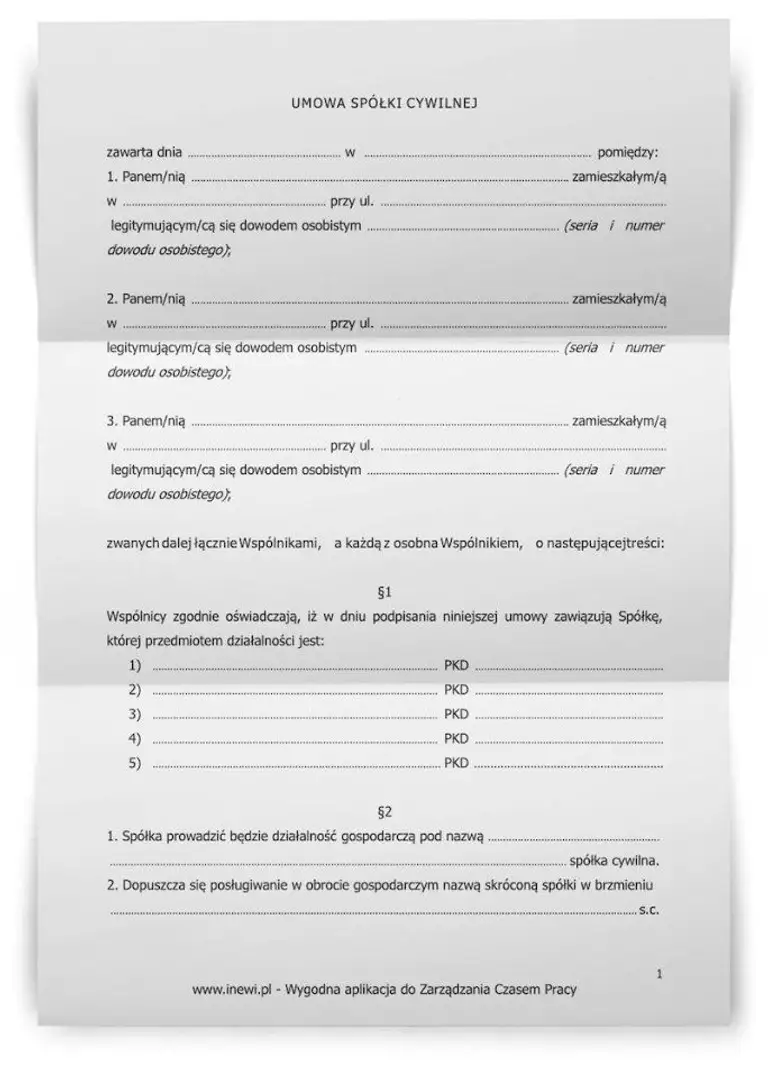 umowa spółki cywilnej