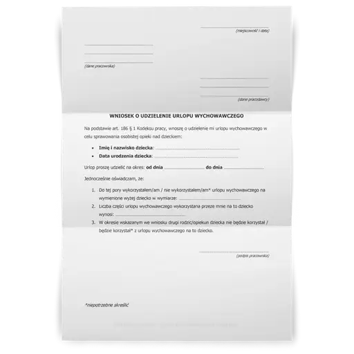 wniosek o urlop wychowawczy wzór