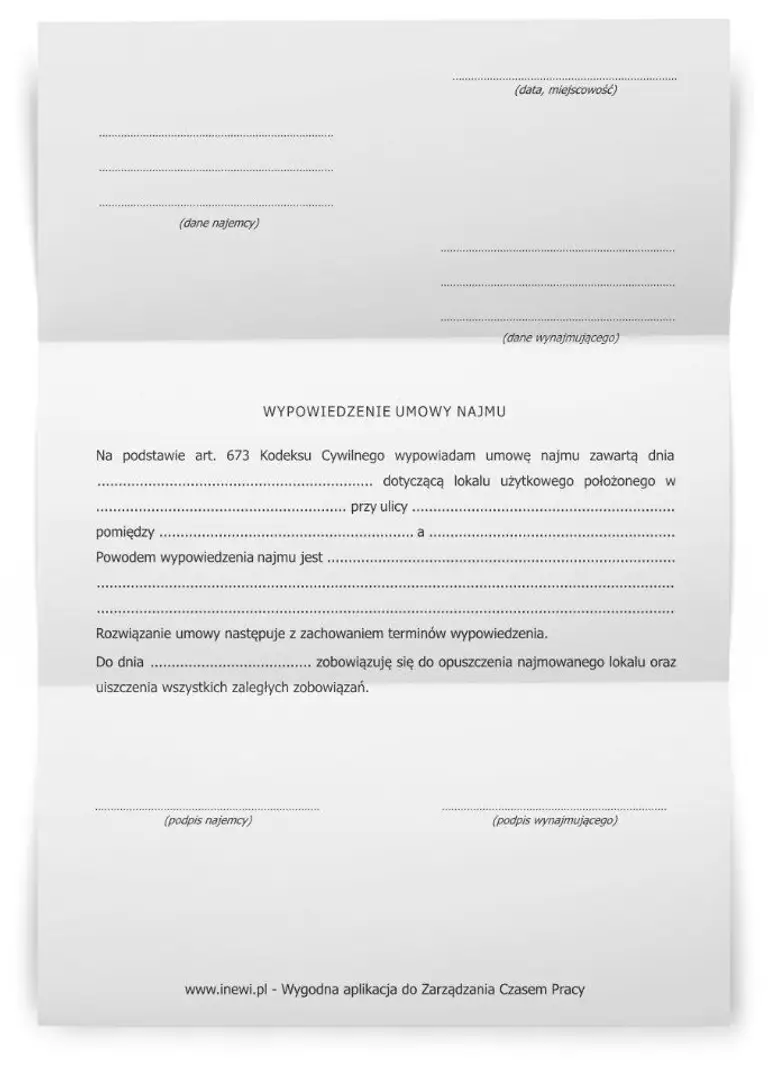 wypowiedzenia umowy najmu