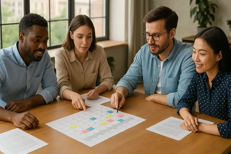 Zespół HR opracowujący plan urlopów