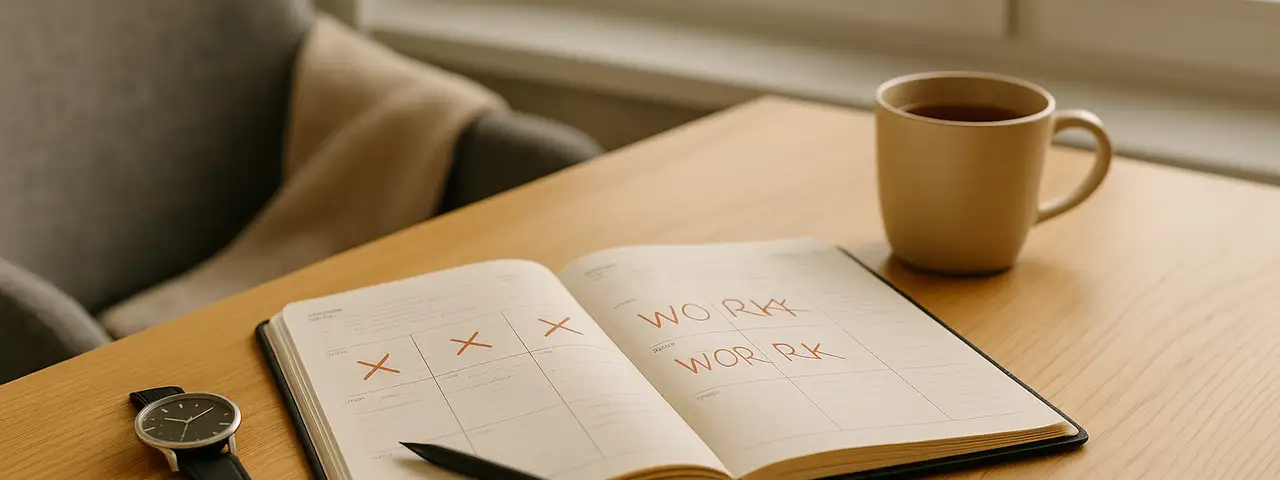 Zeszyt z zaznaczonymi dniami pracy